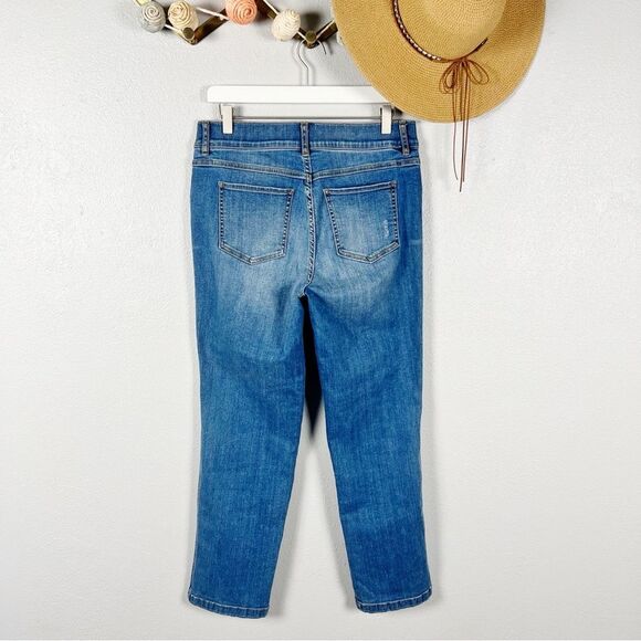 Spanx Straight Leg Ankle Pull-On Jeans in Vintage Indigo Medium Wash Size Large - Picture 5 of 9